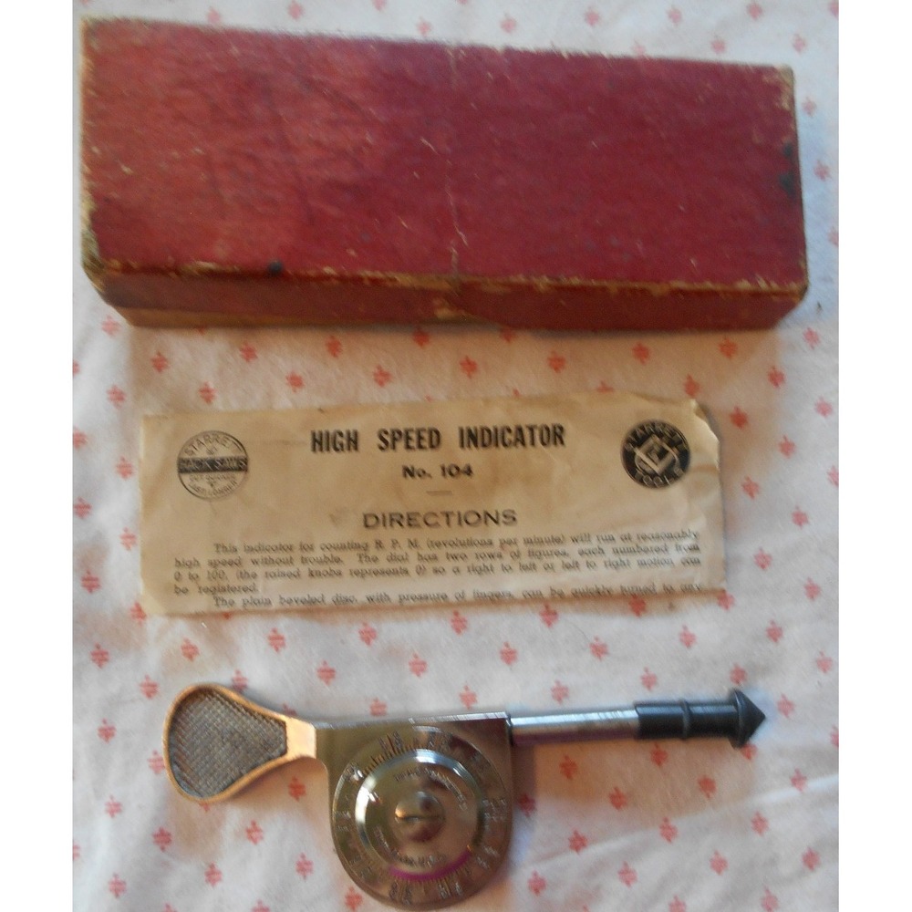 Vintage L.S. Starrett No. 104 High Speed Indicator w/box and Direction manual WO